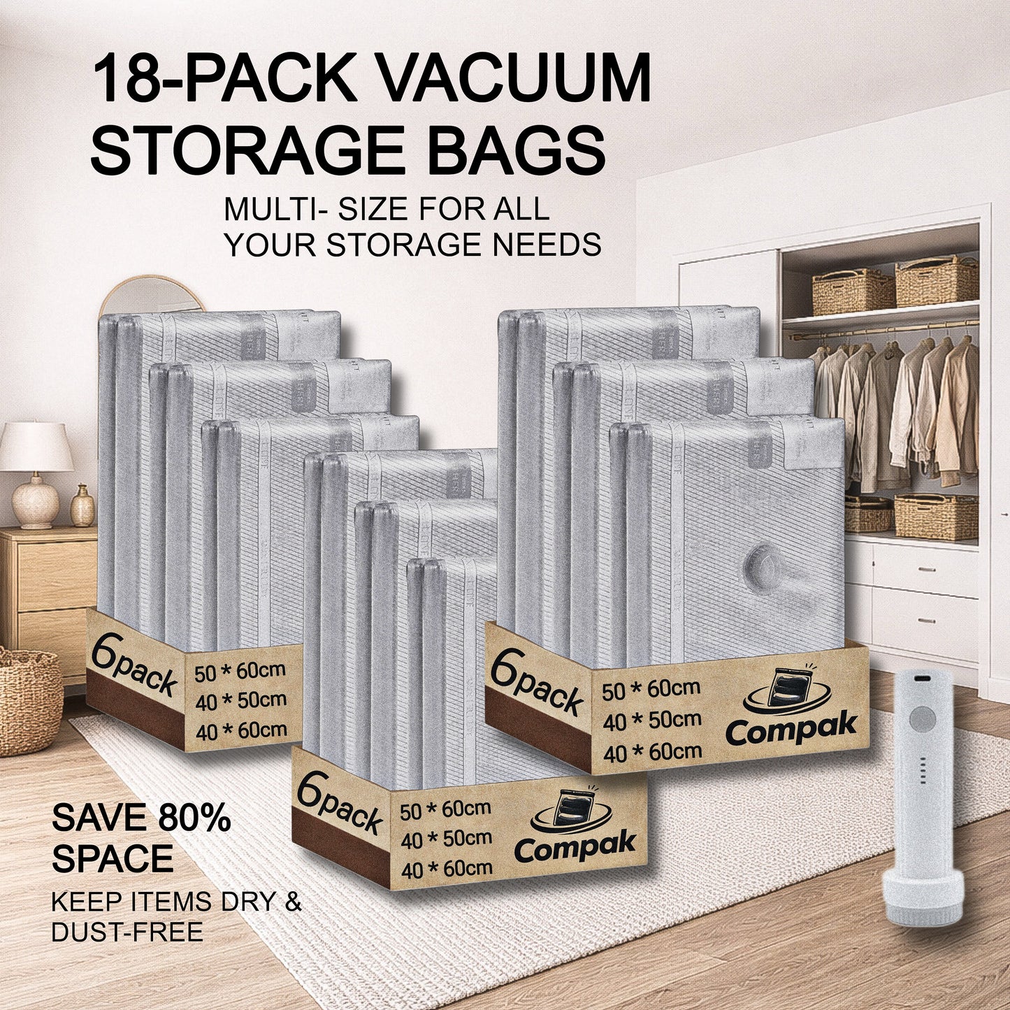 Cordless Travel Vacuum Set (6/12/18 Pack)
